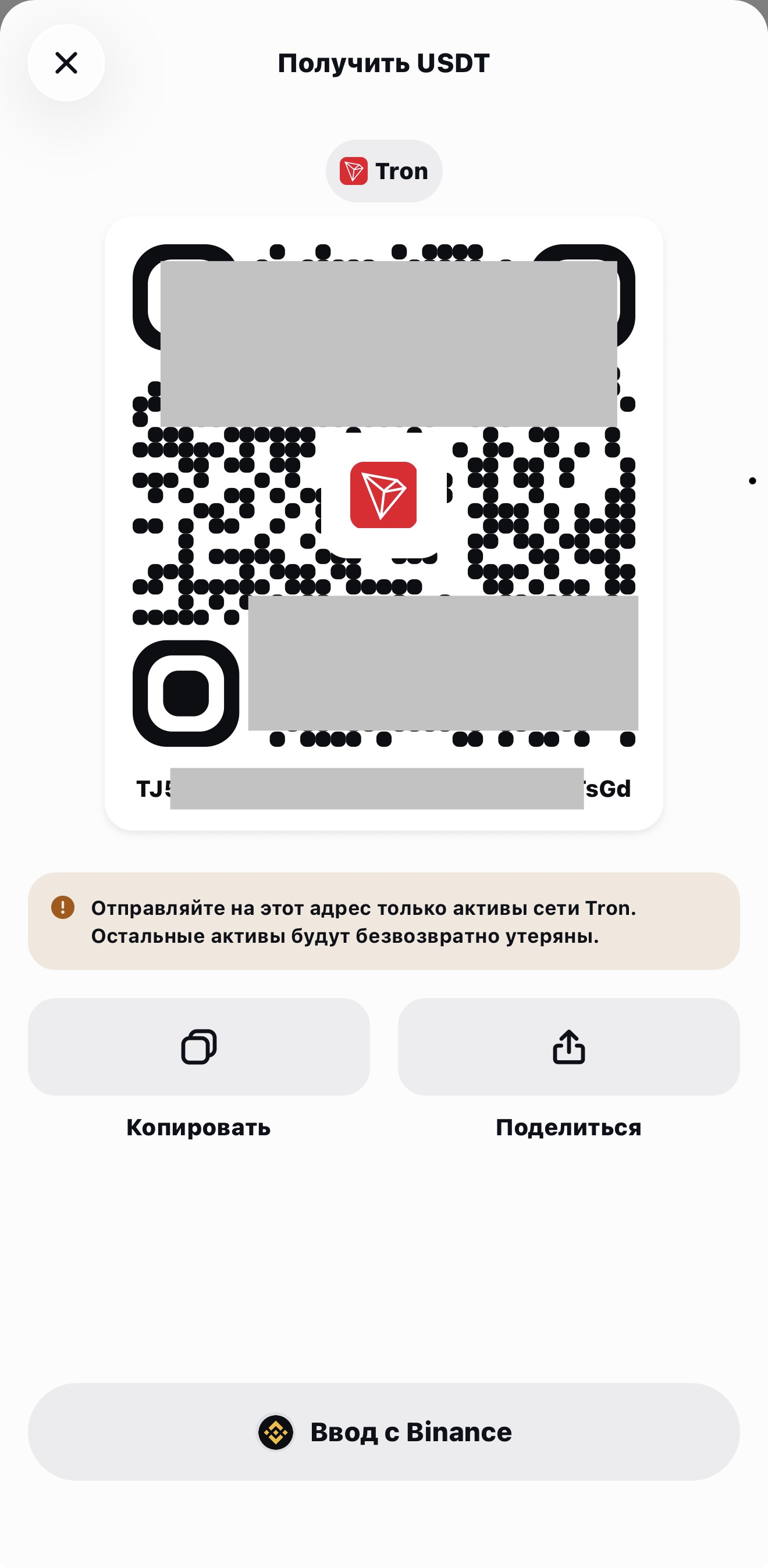 Шаг 8: QR-код и адрес кошелька